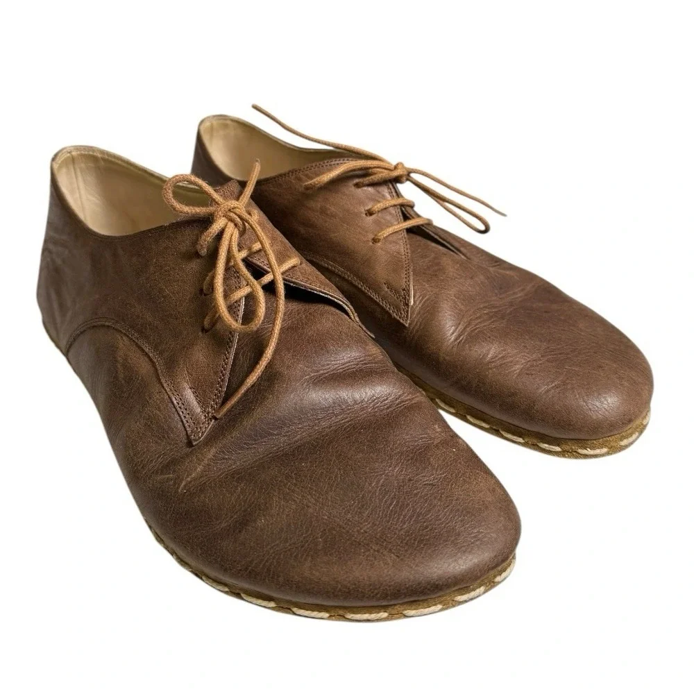 TIGRIS Men's Brown Leather Lace-Up Shoes Size 41‎ Comfortable Casual Footwear SU